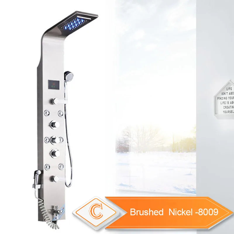 Rozin LED Shower Panel System With 6 Modes Rain Waterfall