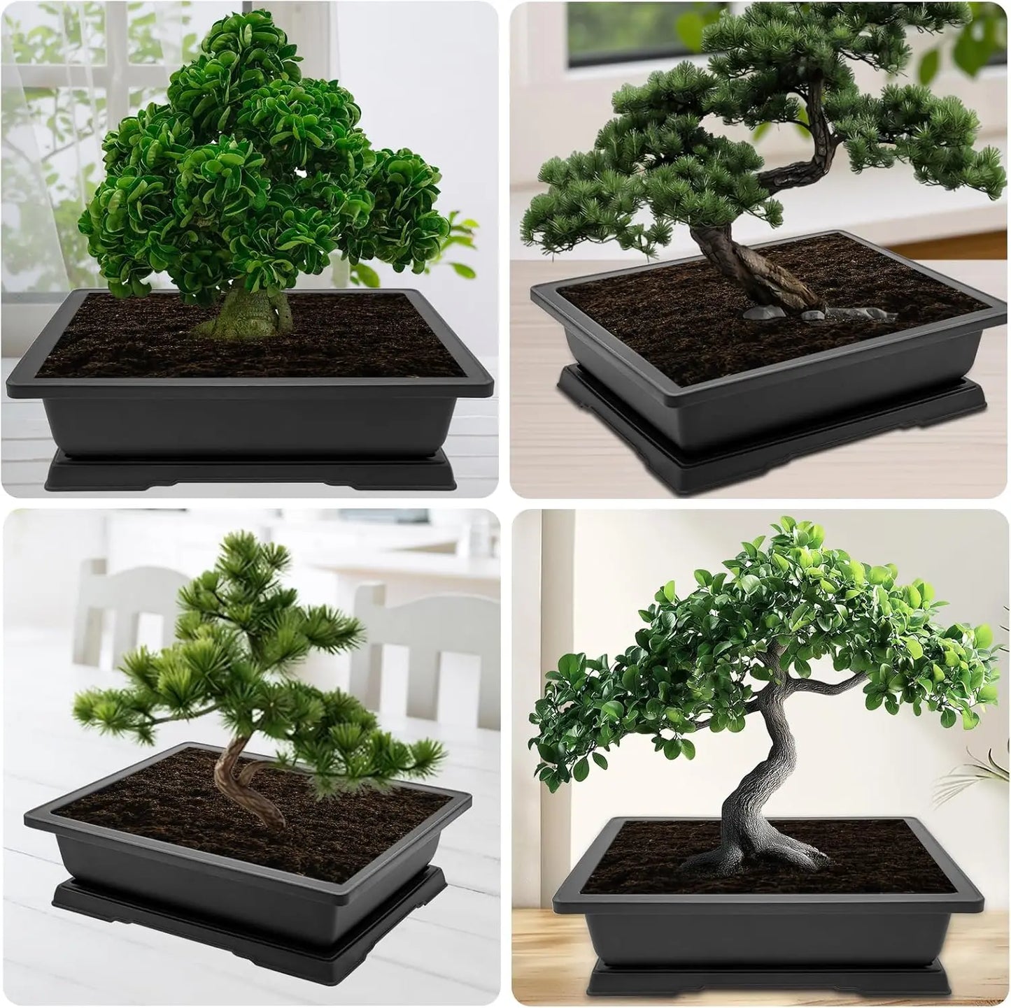 Bonsai Training Pot Set With Drainage Trays And Repotting Mat