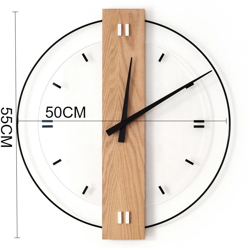 Solid Wood Silent Wall Clock Modern Nordic Home Decor
