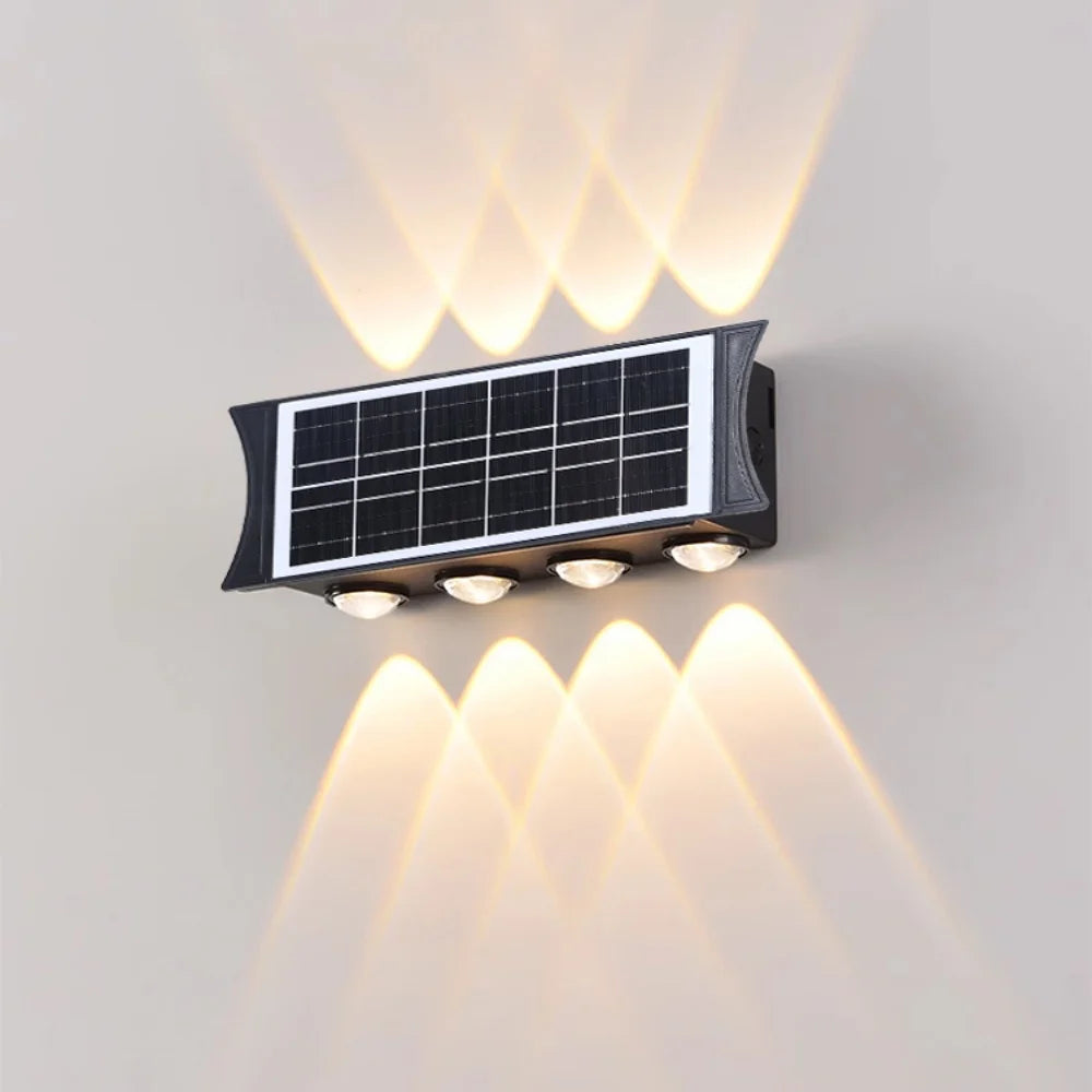 Solar Wall Lamp 12 LED Outdoor Up and Down Lights Exterior Wall Waterproof
