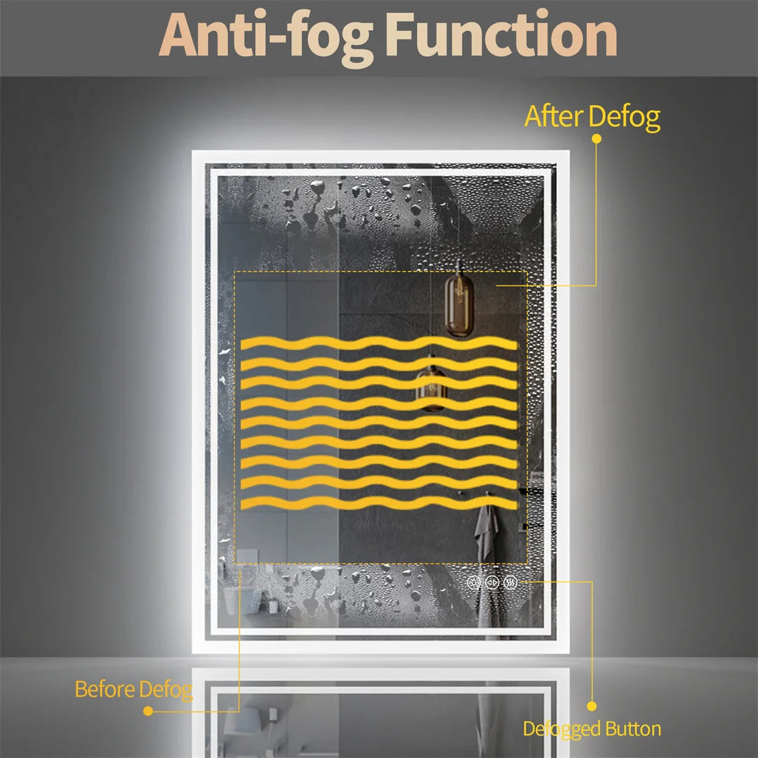 LUVODI LED Backlit AntiFog Frameless Bathroom Mirror With Touch Sensor