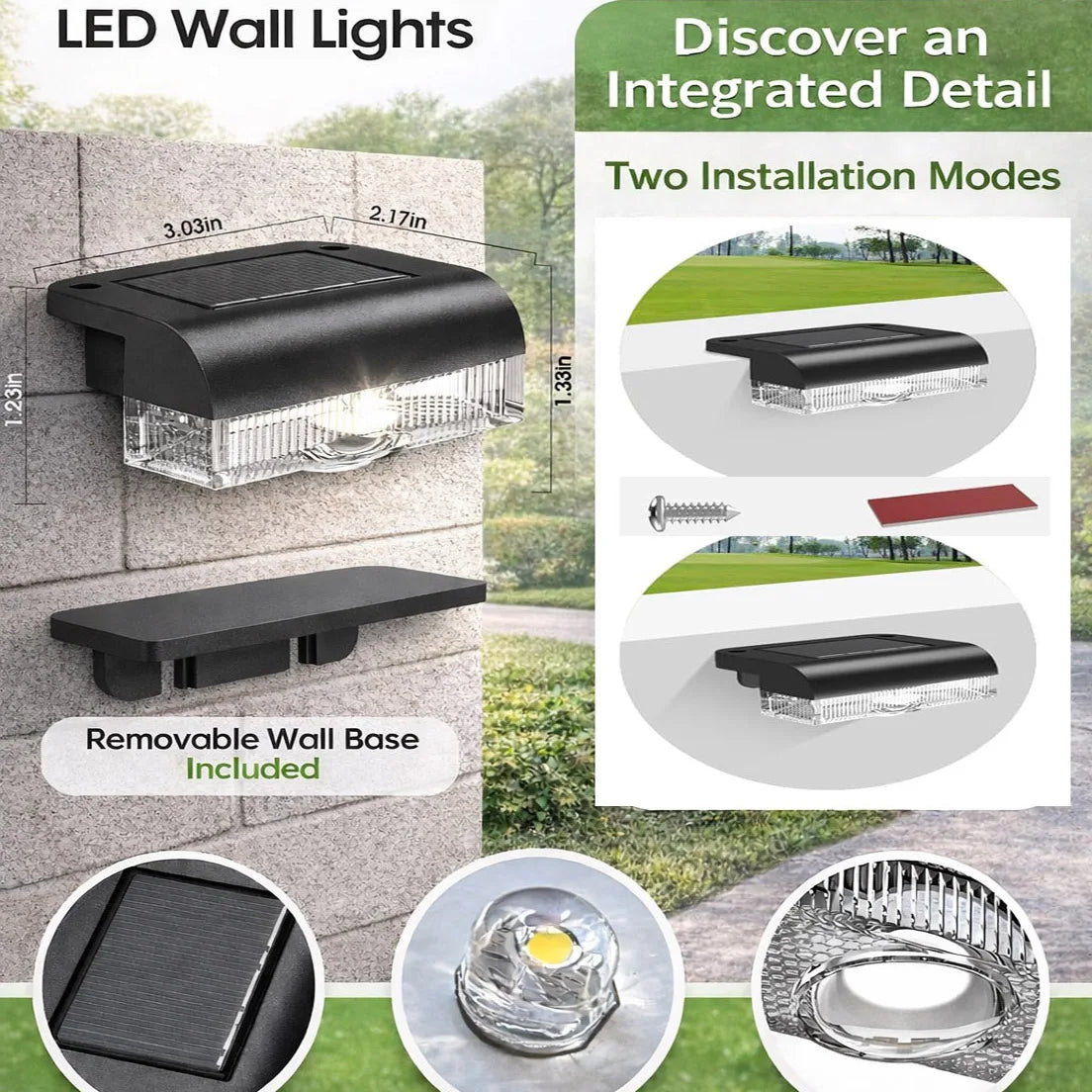 Greluna Outdoor Solar Fence Lights Pack For Deck Patio Garden Led Waterproof