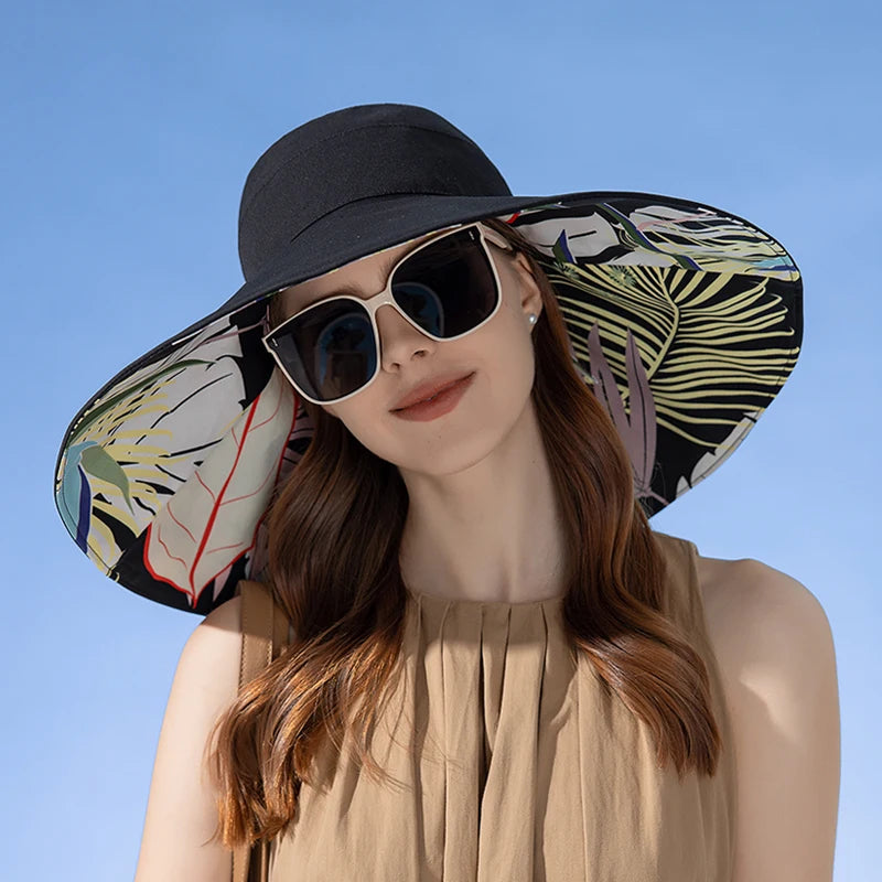 Cotton European American Double Sided Fisherman Sun Hat for Women