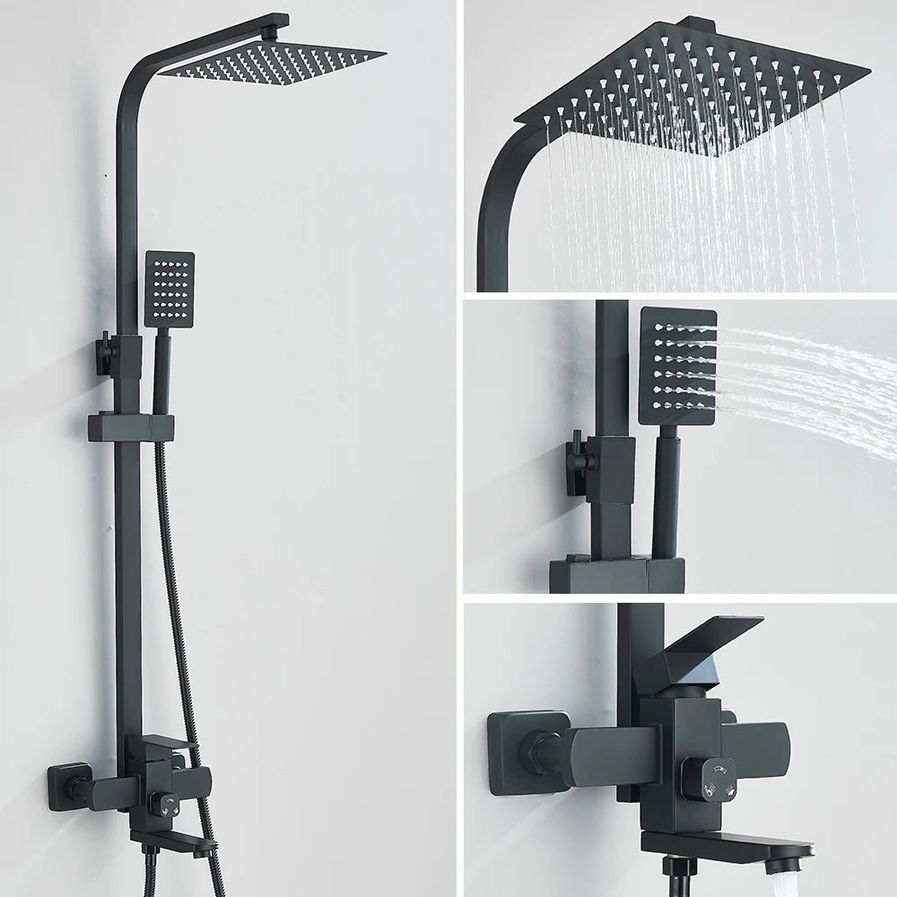 Quyanre Brushed Shower System 3in1 Rain Handheld Dual Control