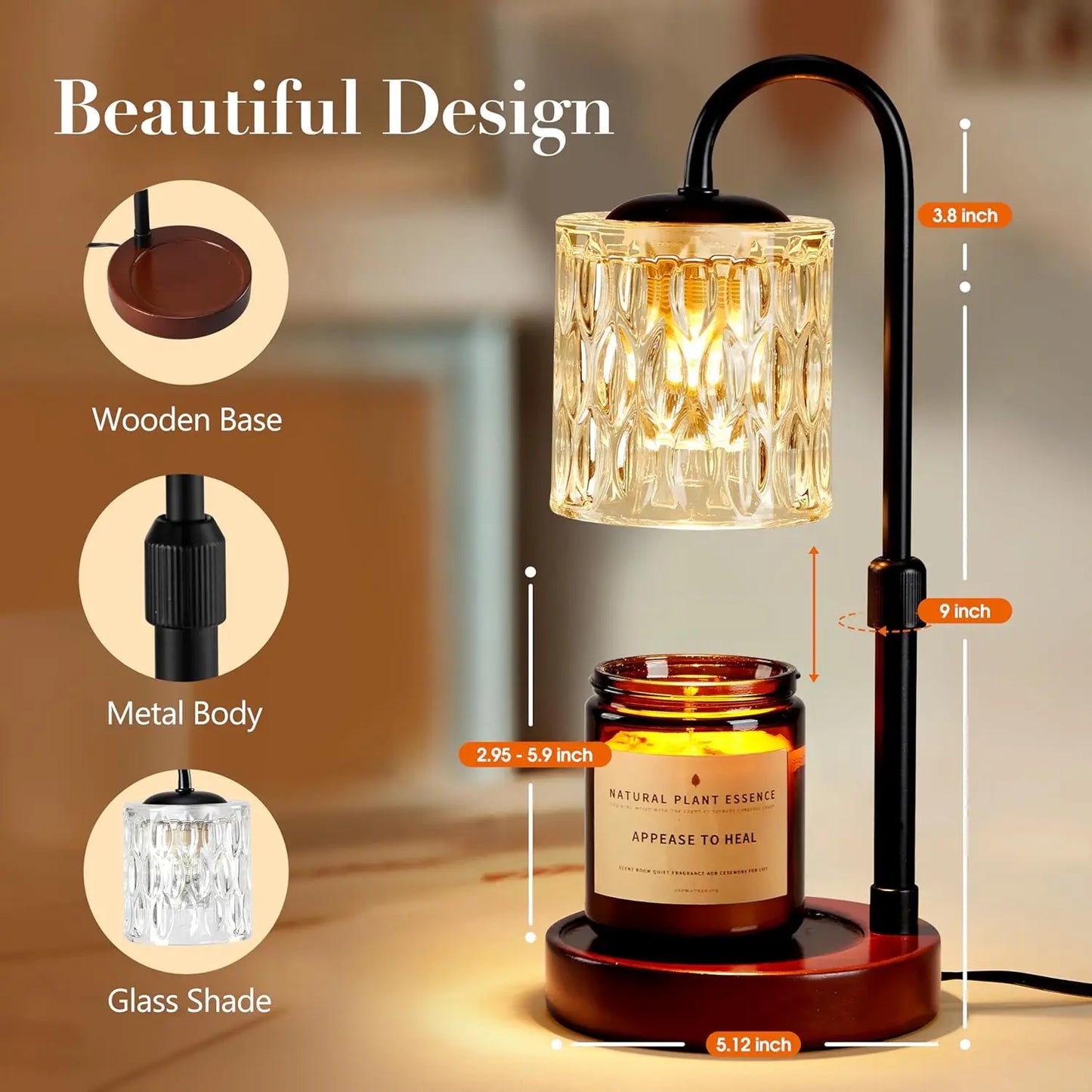 Adjustable Dimmable Candle Warmer Lamp With Timer For Home Decor
