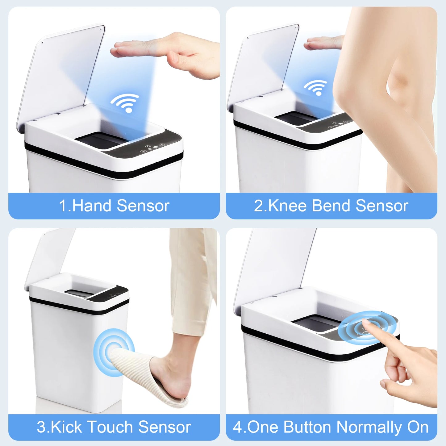 NONECN 2 Pack Touchless Motion Sensor Bathroom Trash Cans With Lid