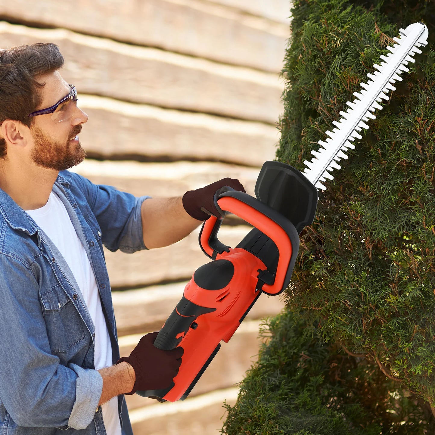 Cordless Hedge Trimmer With Battery Charger For Yard And Garden
