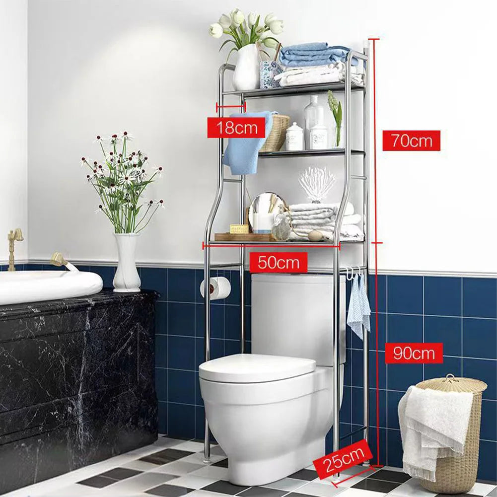Over Toilet Storage Rack With Removable Hooks And Paper Holder