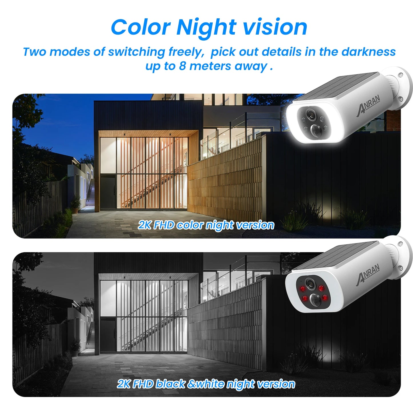 ANRAN 2K Solar Camera System 4 Pack With Wireless WiFi