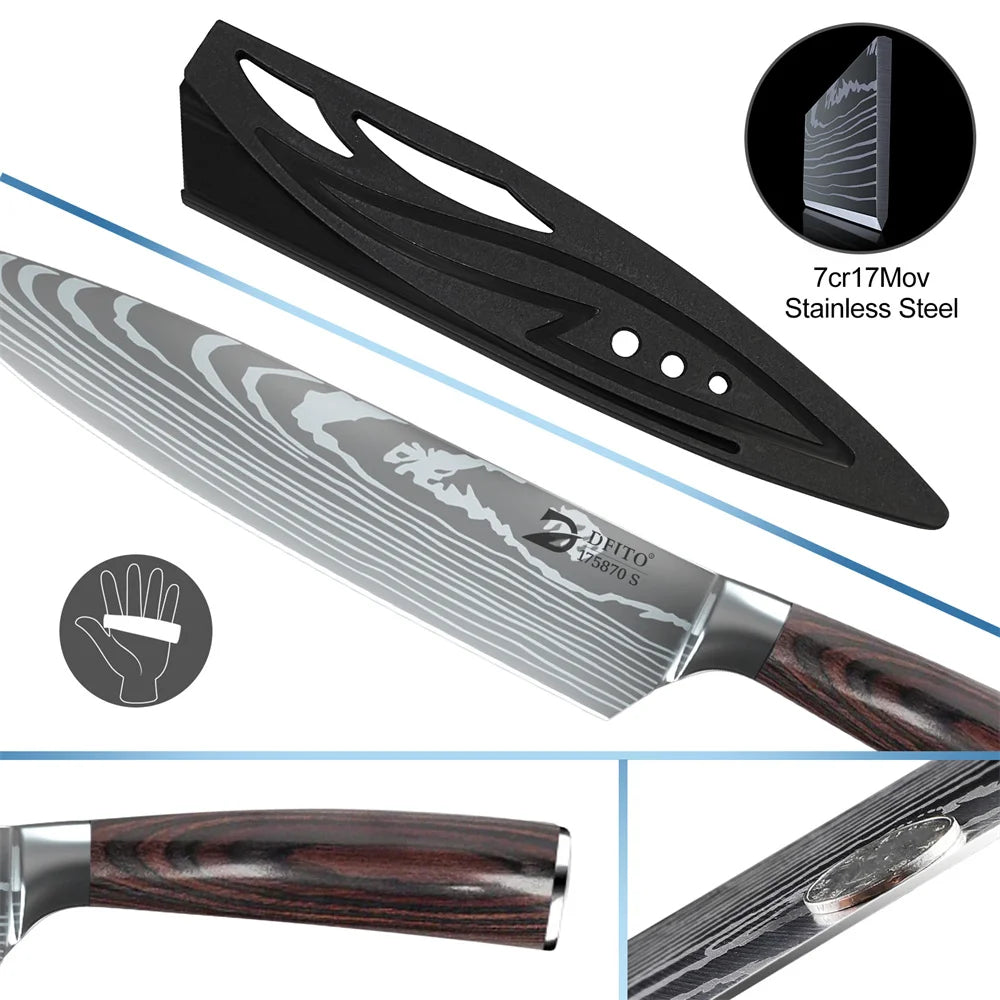 MDHAND Damascus Stainless Steel Kitchen Knife Set For Everyday Use