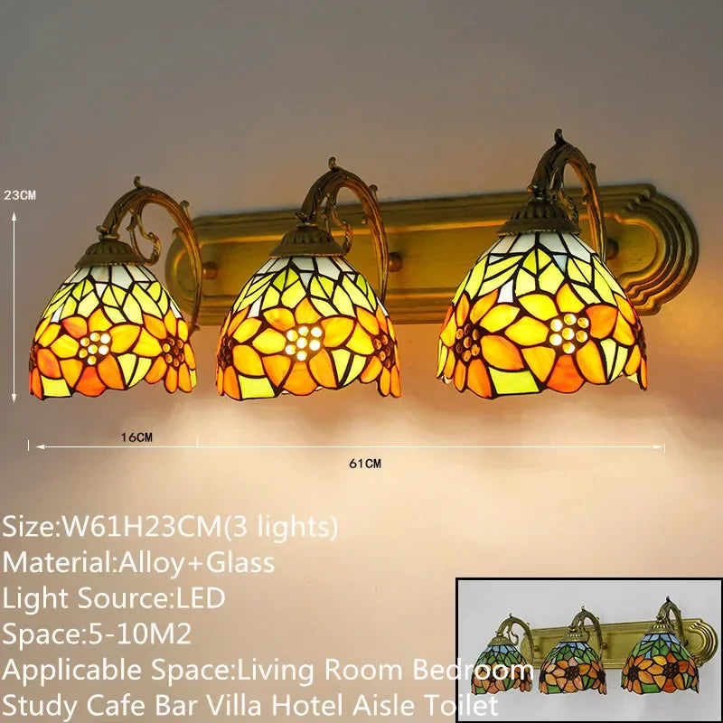 KARLOS Tiffany Luxury Wall Lamp American Creativity Living Room Bedroom Hotel Villa Cafe Bar Aisle Dresser Toilet Mirror Light