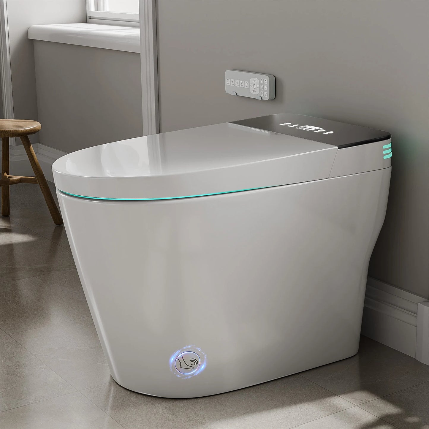 Smart Toilet with Built-in Bidet, AUTO Open/Close, Warm Water Sprayer, AUTO Dual Flush, Heated Bidet Toilet Seat for Bathrooms