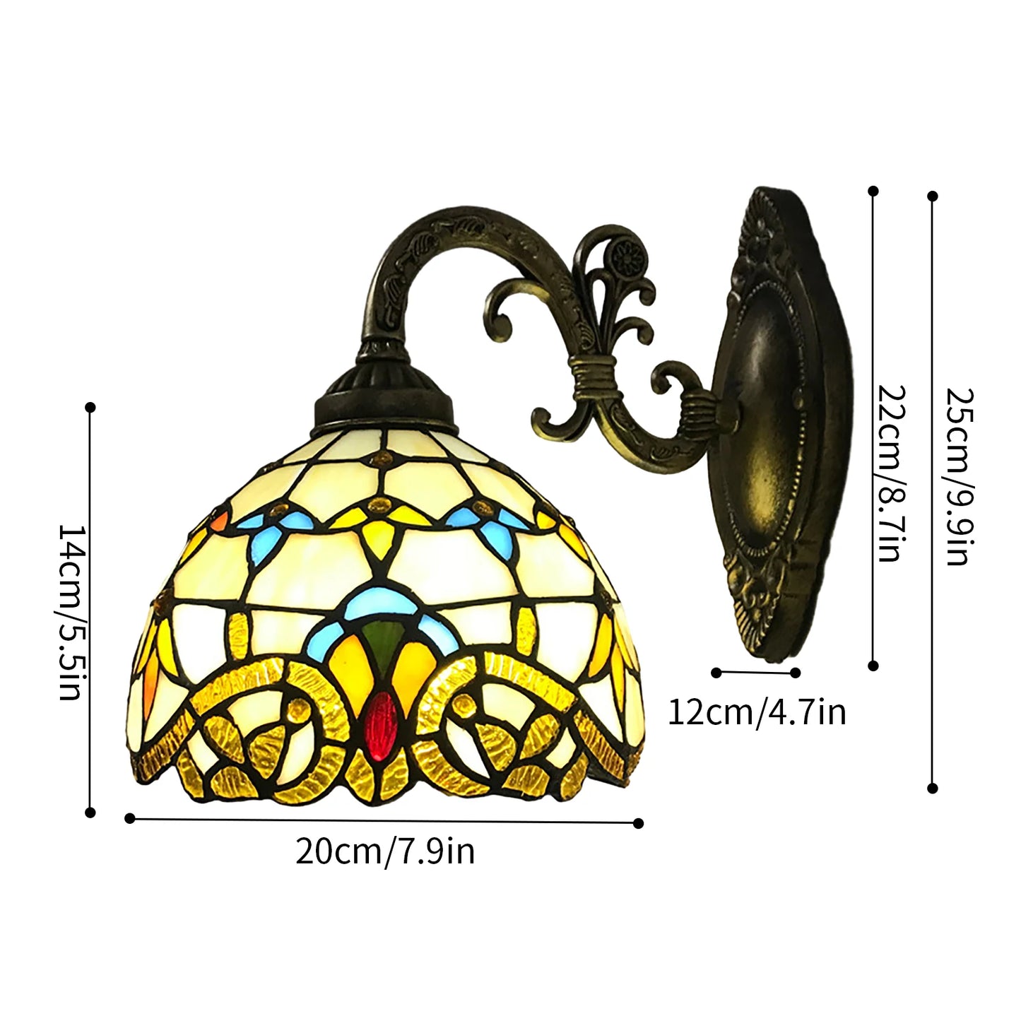 Tiffany Style Wall Sconce Stained Glass Light Art Deco Fixture Wall Mount Lamp Beautifully Decorated for the Kitchen, Hallway