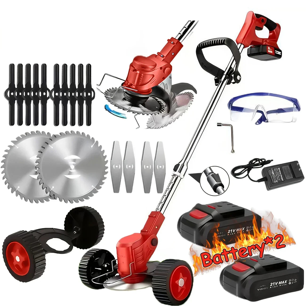 Cordless Lawn Trimmer Edger And Brush Cutter For Garden And Yard