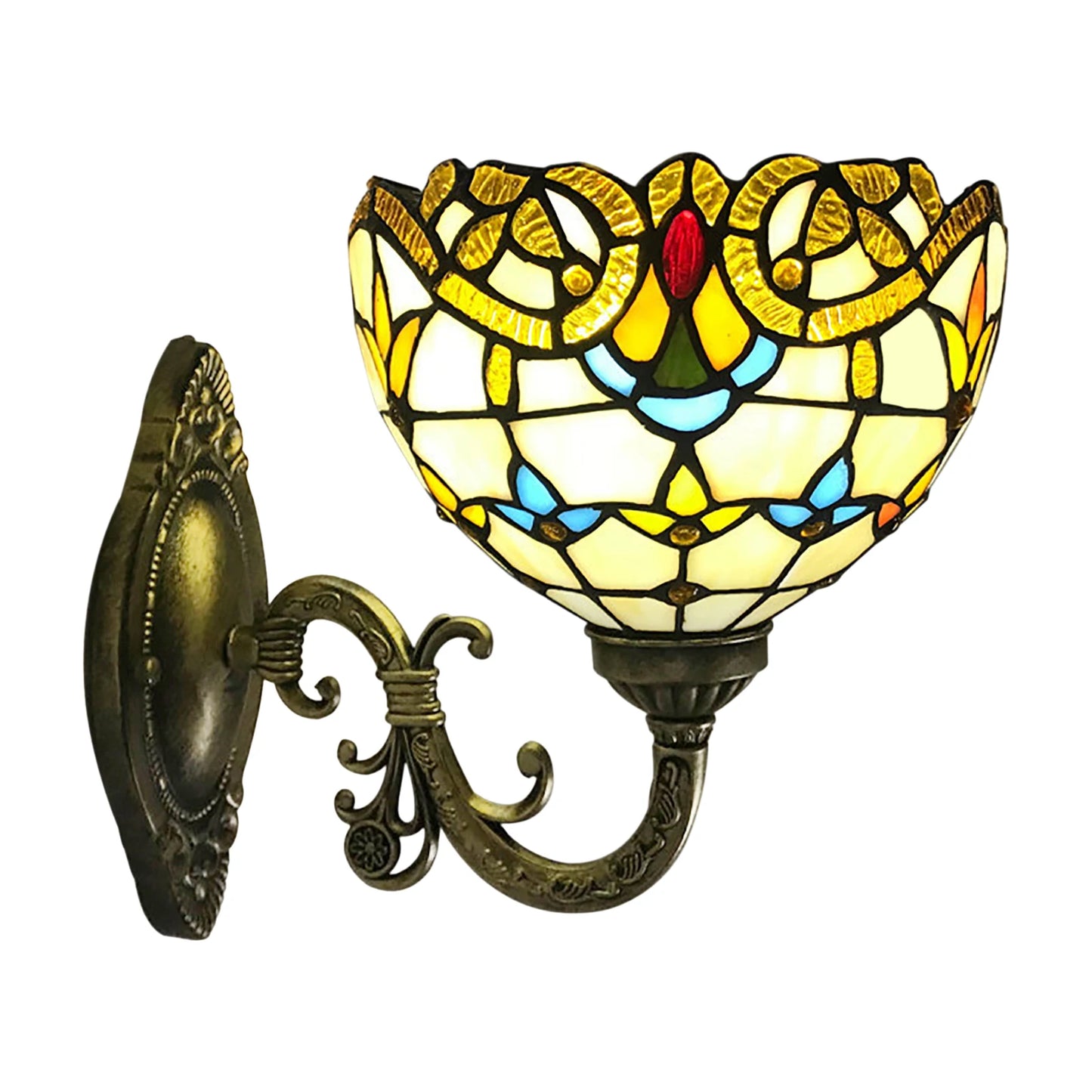 Tiffany Style Wall Sconce Stained Glass Light Art Deco Fixture Wall Mount Lamp Beautifully Decorated for the Kitchen, Hallway