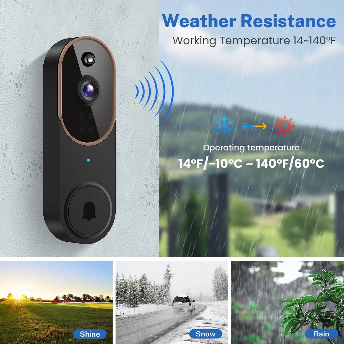 Wireless WiFi Video Doorbell Camera With Night Vision AI Motion
