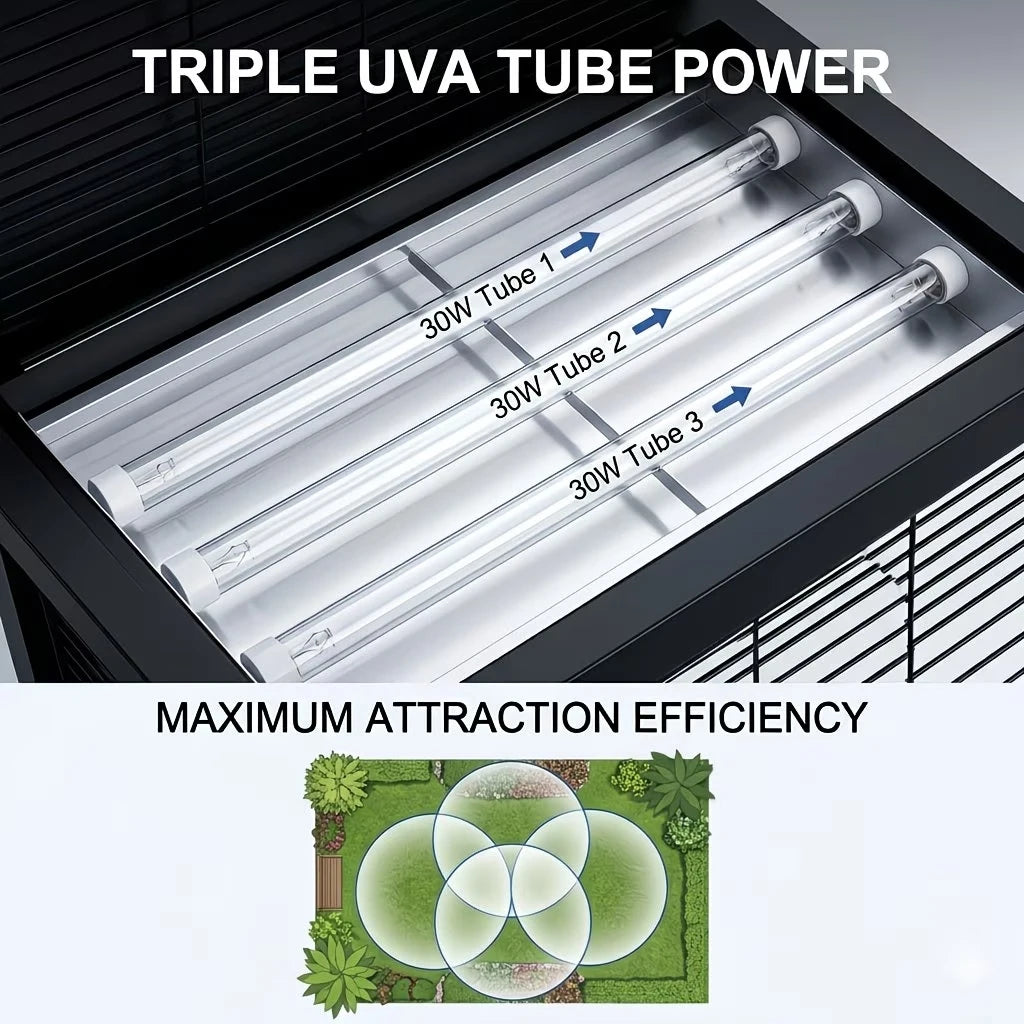 Solar Bug Zapper Outdoor IP45 Waterproof Mosquito Killer 3 Tubes