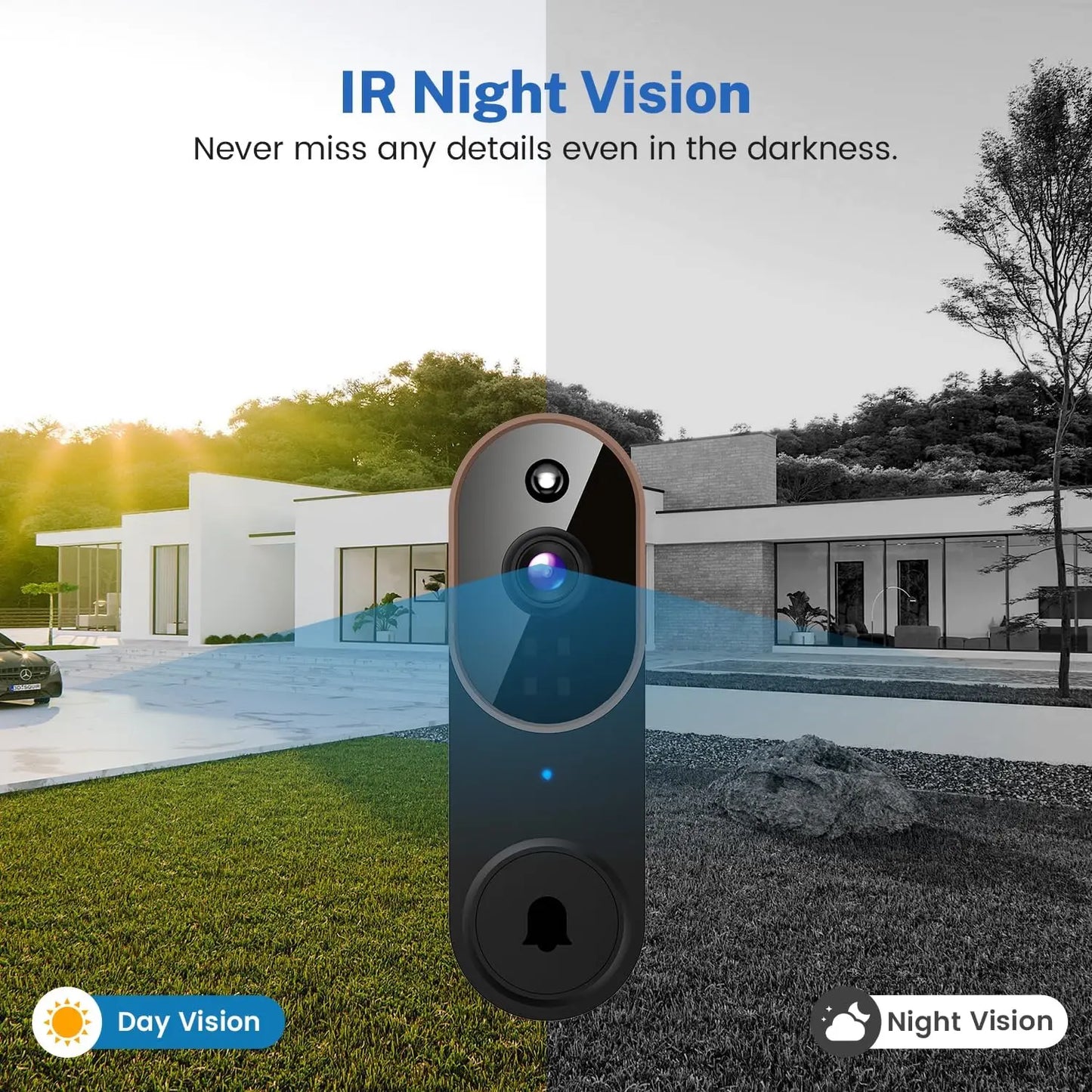 Wireless WiFi Video Doorbell Camera With Night Vision AI Motion