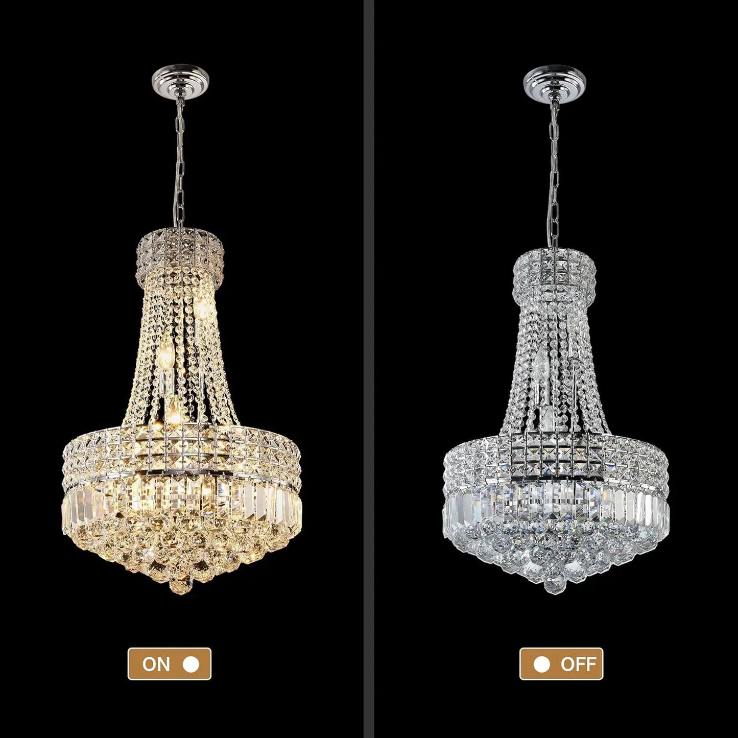 Modern Polished Crystal Round Chandelier Dimmable Pendant For Dining Room