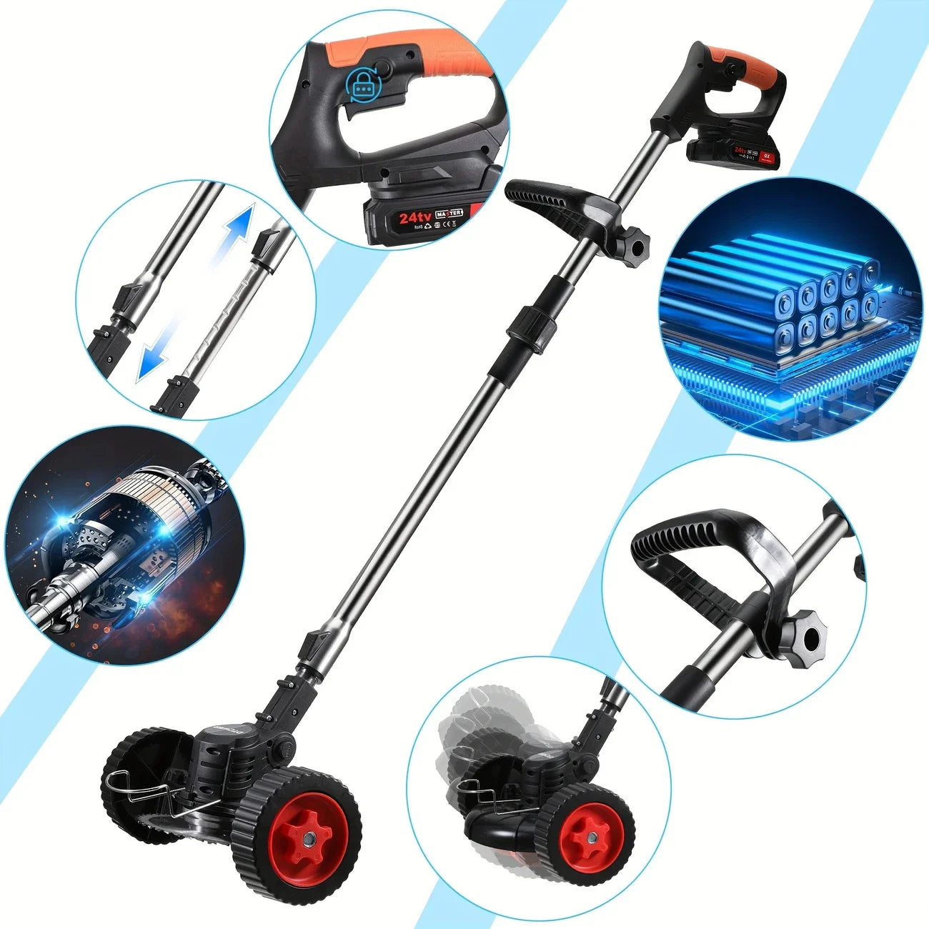 Cordless Lawn Trimmer Edger And Brush Cutter For Garden And Yard