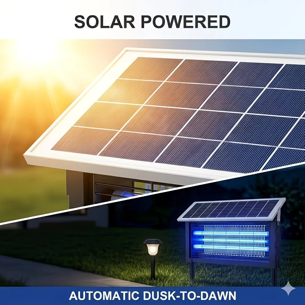 Solar Bug Zapper Outdoor IP45 Waterproof Mosquito Killer 3 Tubes