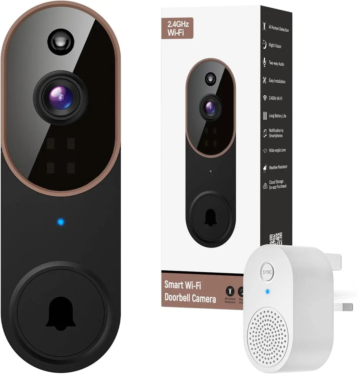 Wireless WiFi Video Doorbell Camera With Night Vision AI Motion