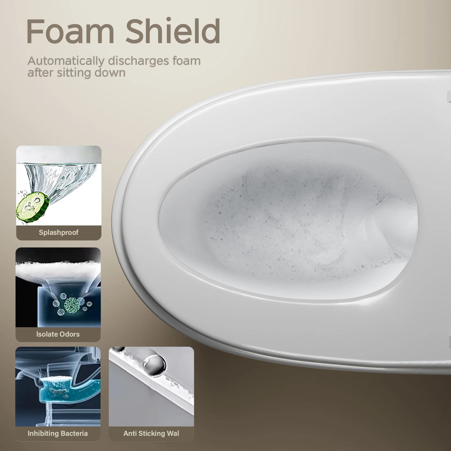 Smart Toilet with Built-in Bidet, AUTO Open/Close, Warm Water Sprayer, AUTO Dual Flush, Heated Bidet Toilet Seat for Bathrooms