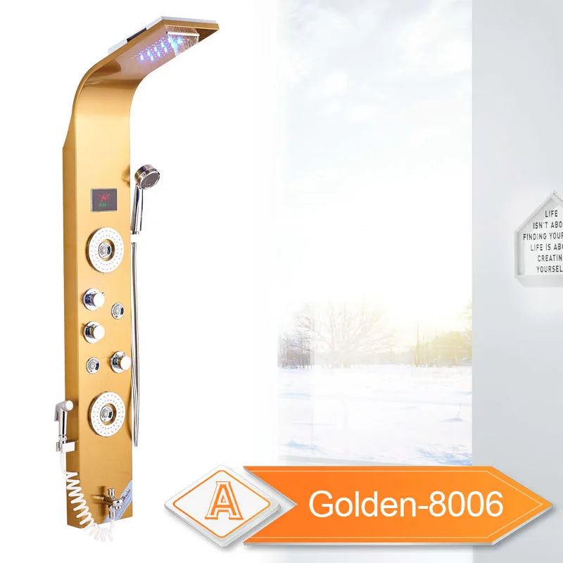Rozin LED Shower Panel System With 6 Modes Rain Waterfall
