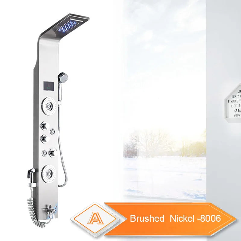 Rozin LED Shower Panel System With 6 Modes Rain Waterfall