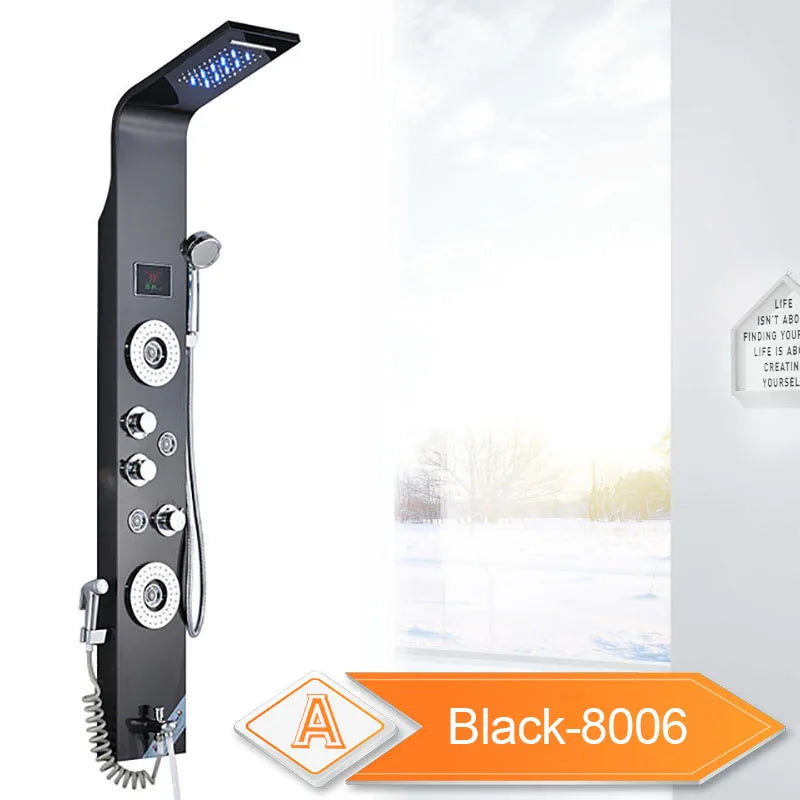 Rozin LED Shower Panel System With 6 Modes Rain Waterfall