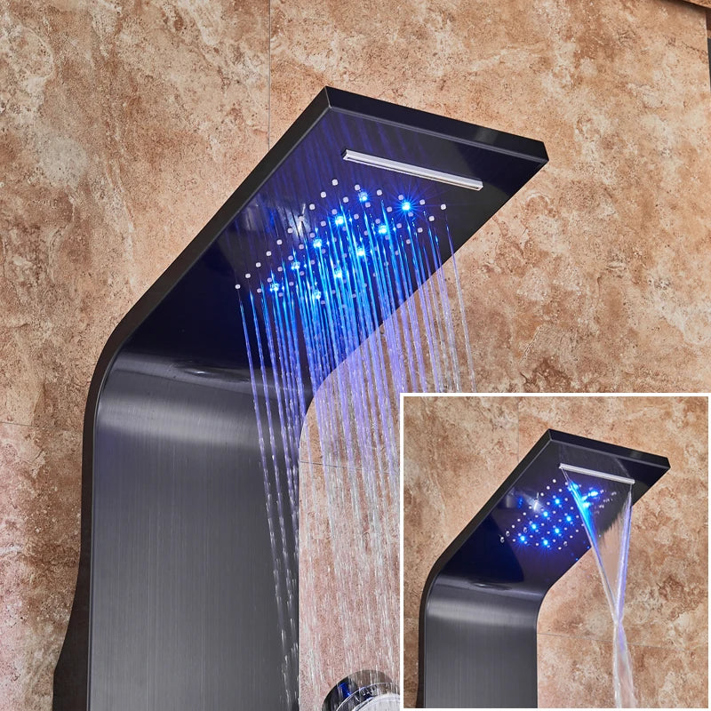 Rozin LED Shower Panel System With 6 Modes Rain Waterfall