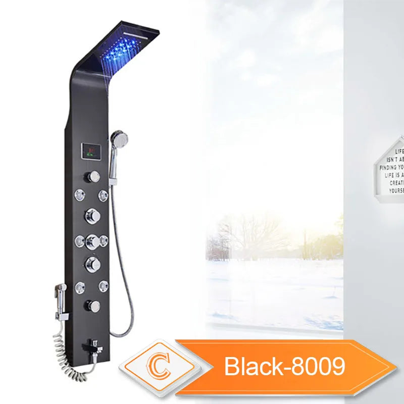Rozin LED Shower Panel System With 6 Modes Rain Waterfall