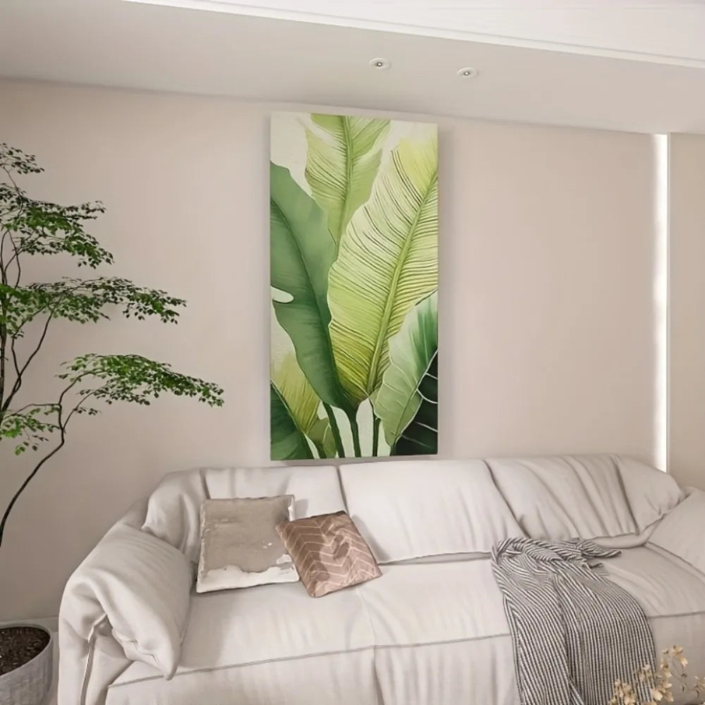 Modern Abstract Leaf Canvas Wall Art With Pine Frame