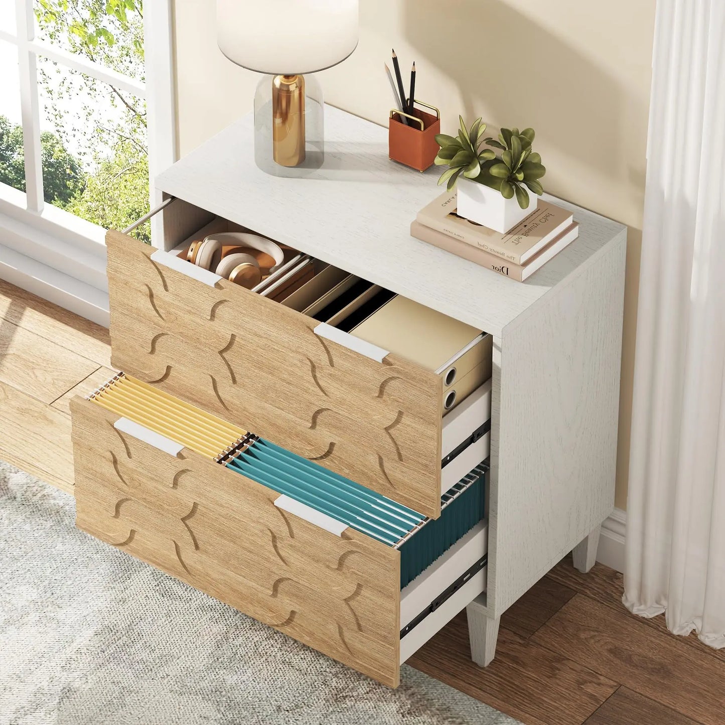 Tribesigns 2 Drawer File Cabinet Lateral Filing Cabinet Office Storage