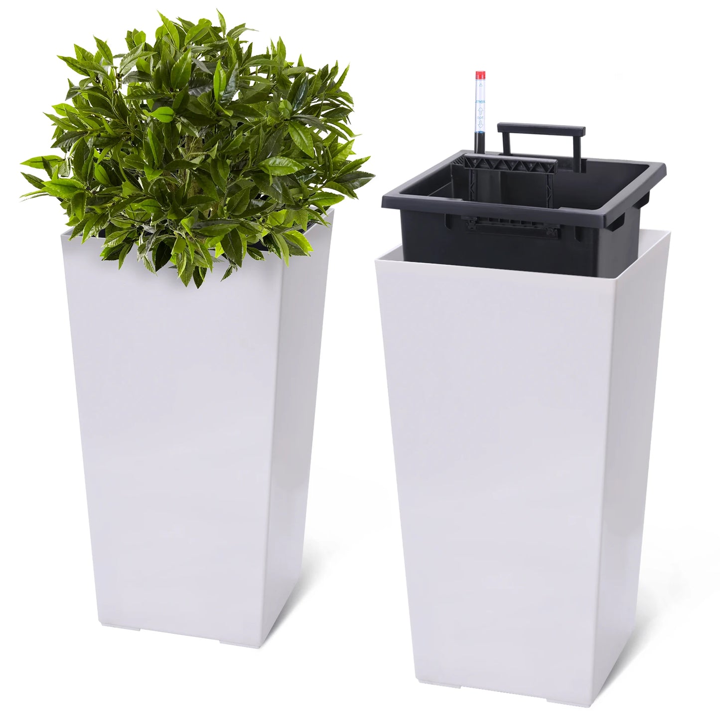 Set Of 2 Outdoor Indoor Planter Pots With Drainage Holes