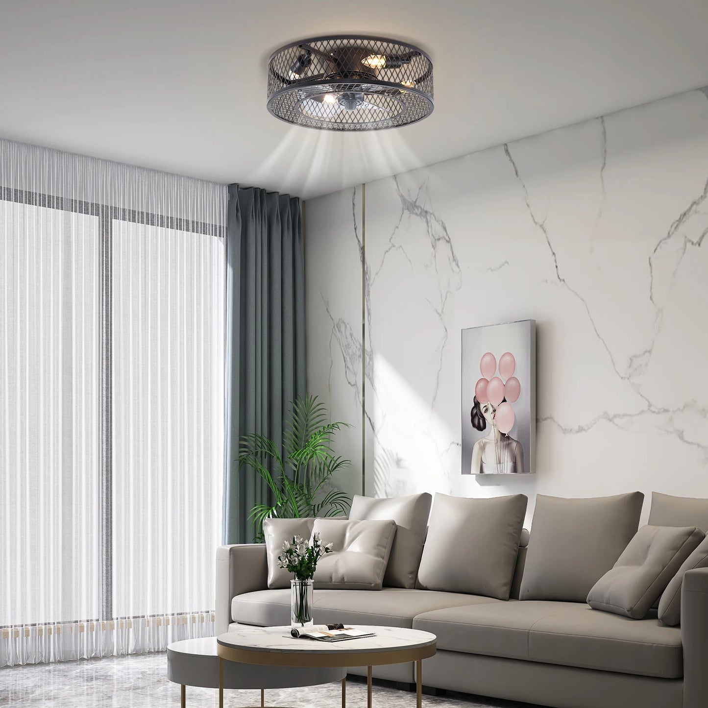 Fan Pendant Light E27 Without Light Source For Living Rooms