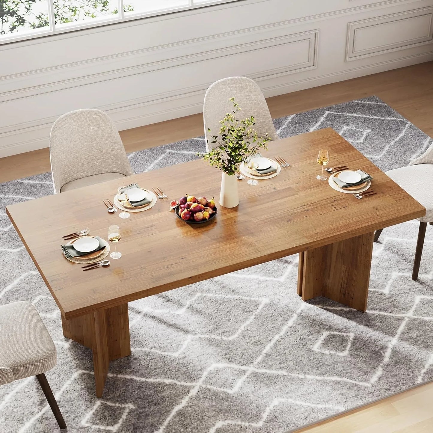 Little Tree Farmhouse Dining Table For Living Room