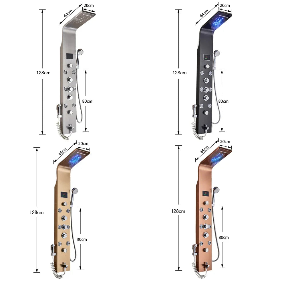 Rozin LED Shower Panel System With 6 Modes Rain Waterfall