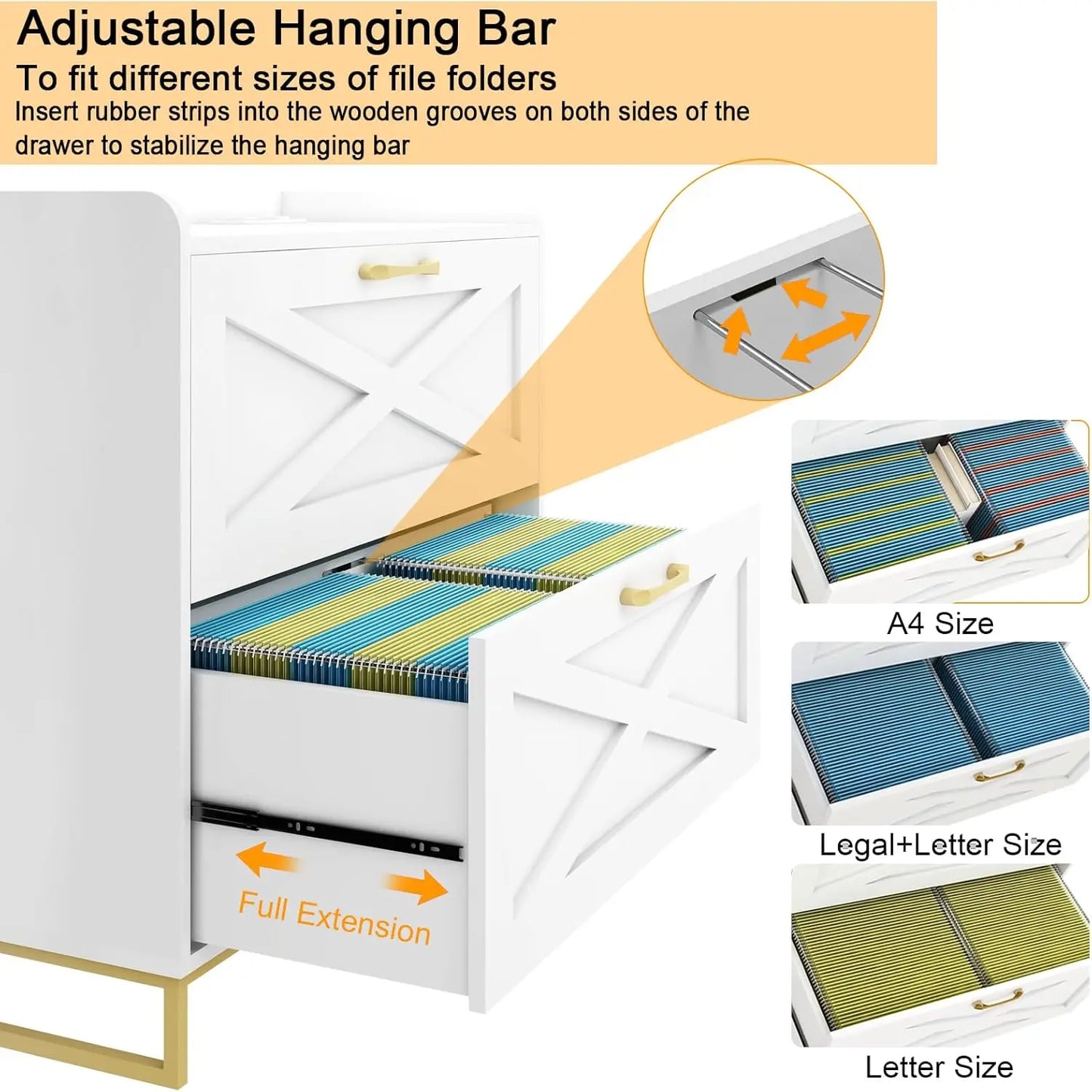 2-Drawer Lateral File Cabinet With Charging Station For Office Files