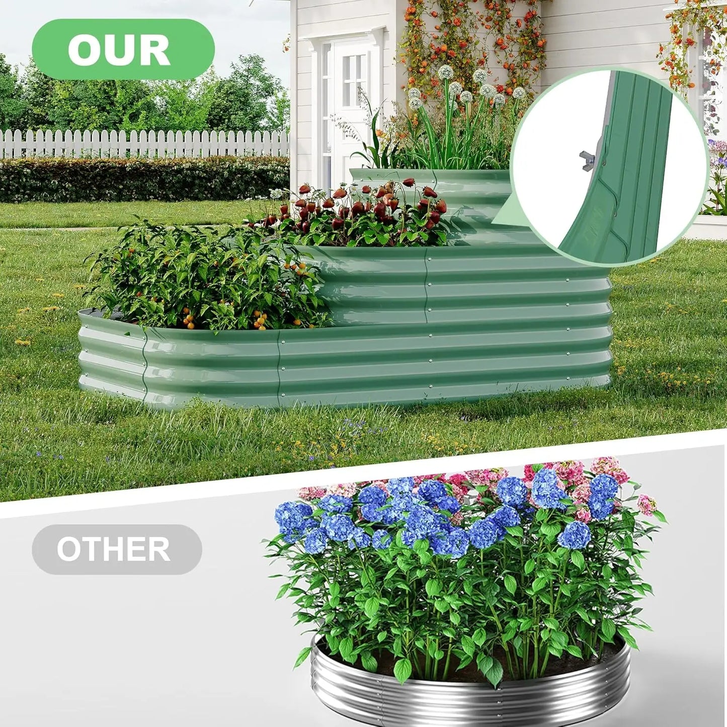 None Galvanized Raised Garden Bed Metal Planter Box
