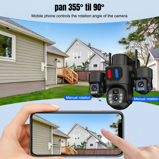 KEPEAK Solar Powered 3 Lens Wireless PTZ Camera Night Vision