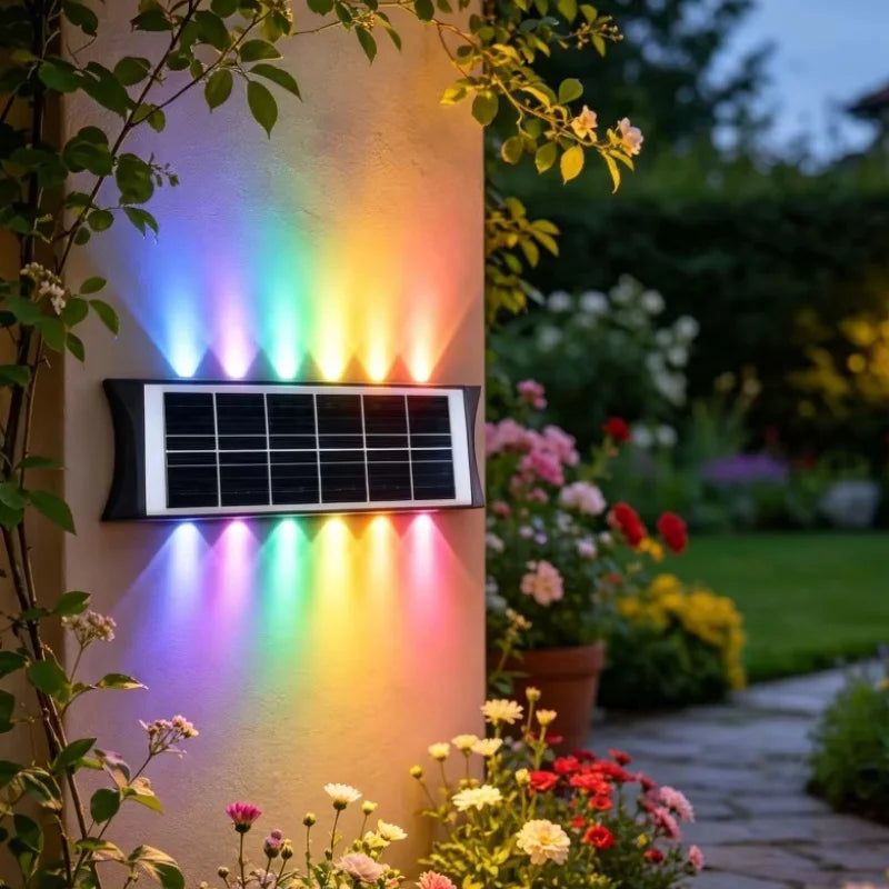 Solar Wall Lamp 12 LED Outdoor Up and Down Lights Exterior Wall Waterproof