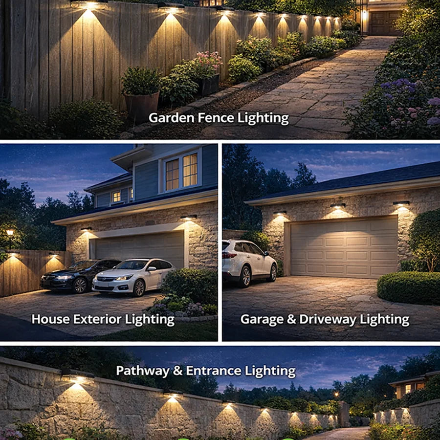 Greluna Outdoor Solar Fence Lights Pack For Deck Patio Garden Led Waterproof