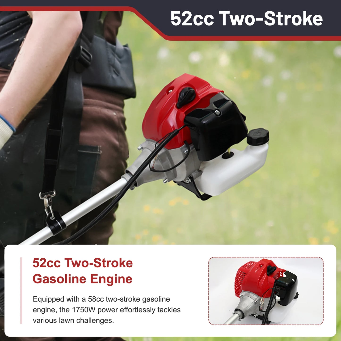 Gas Powered Weed Wacker With Straight Shaft 4 Detachable Heads