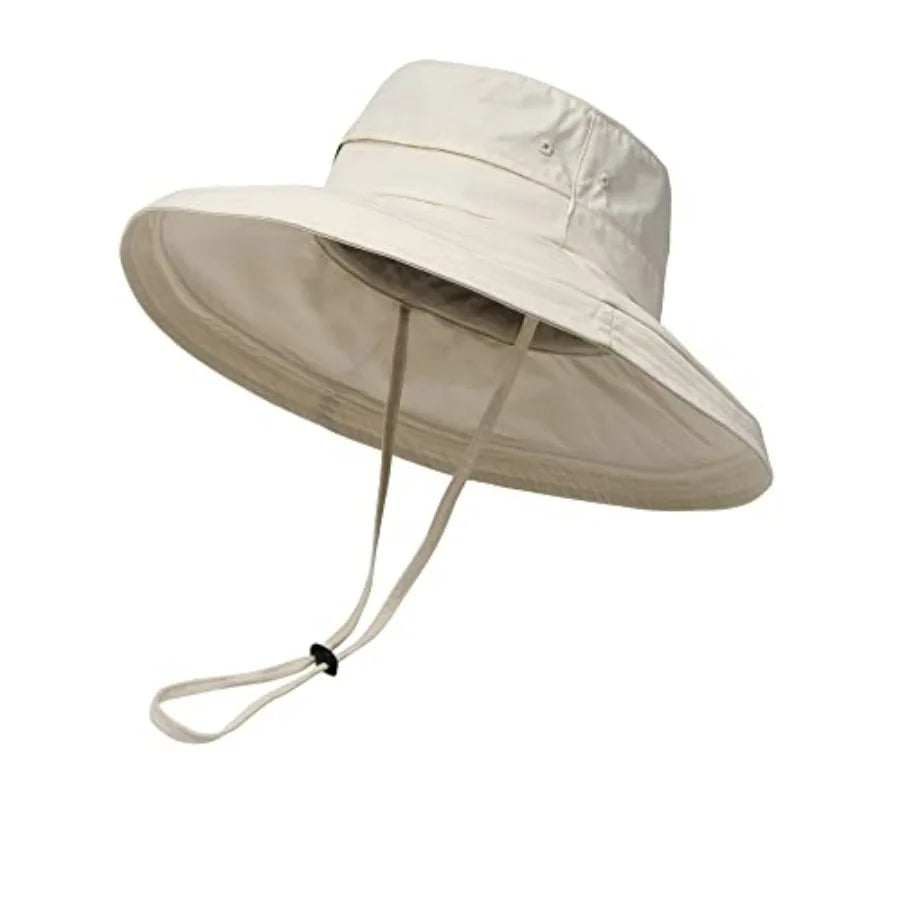 Sun Hat Women Wide Brim Gardening Ponytail Breathable Cotton