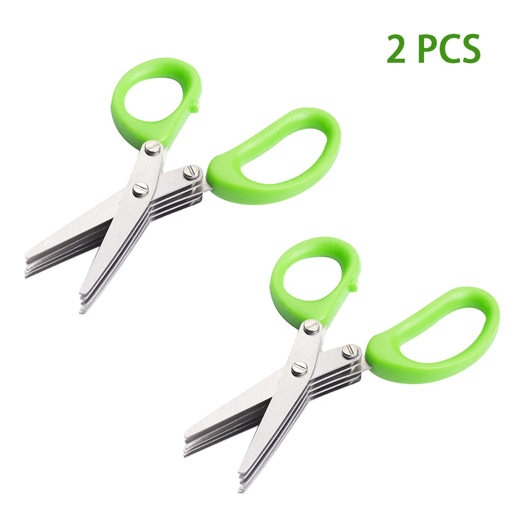 Stainless Steel Kitchen Scissors 5 Layered Onion And Herb Shredder