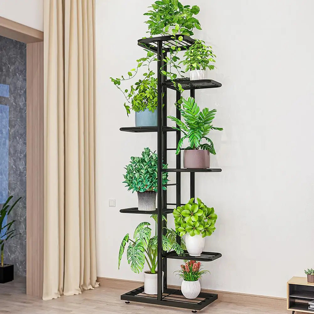HiMISS 7 Tier Plant Stand Indoor Outdoor Metal Flower Shelf