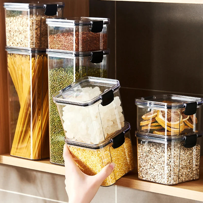 Sealed Jars Kitchen Grain Storage Organizer Plastic Moisture Proof Box