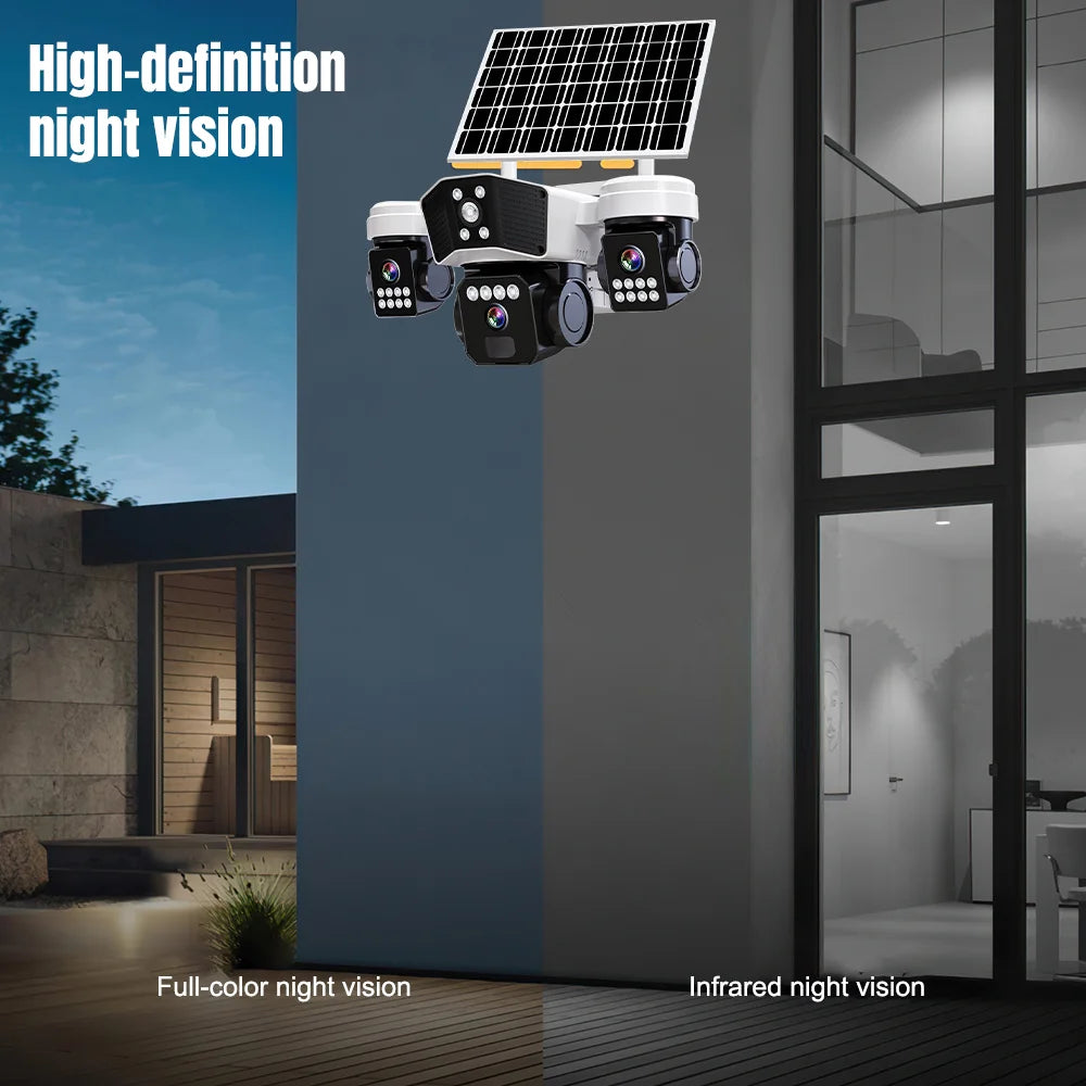KEPEAK 6MP Solar Security Camera With Three Lens PTZ Outdoor Wireless WiFi IP66