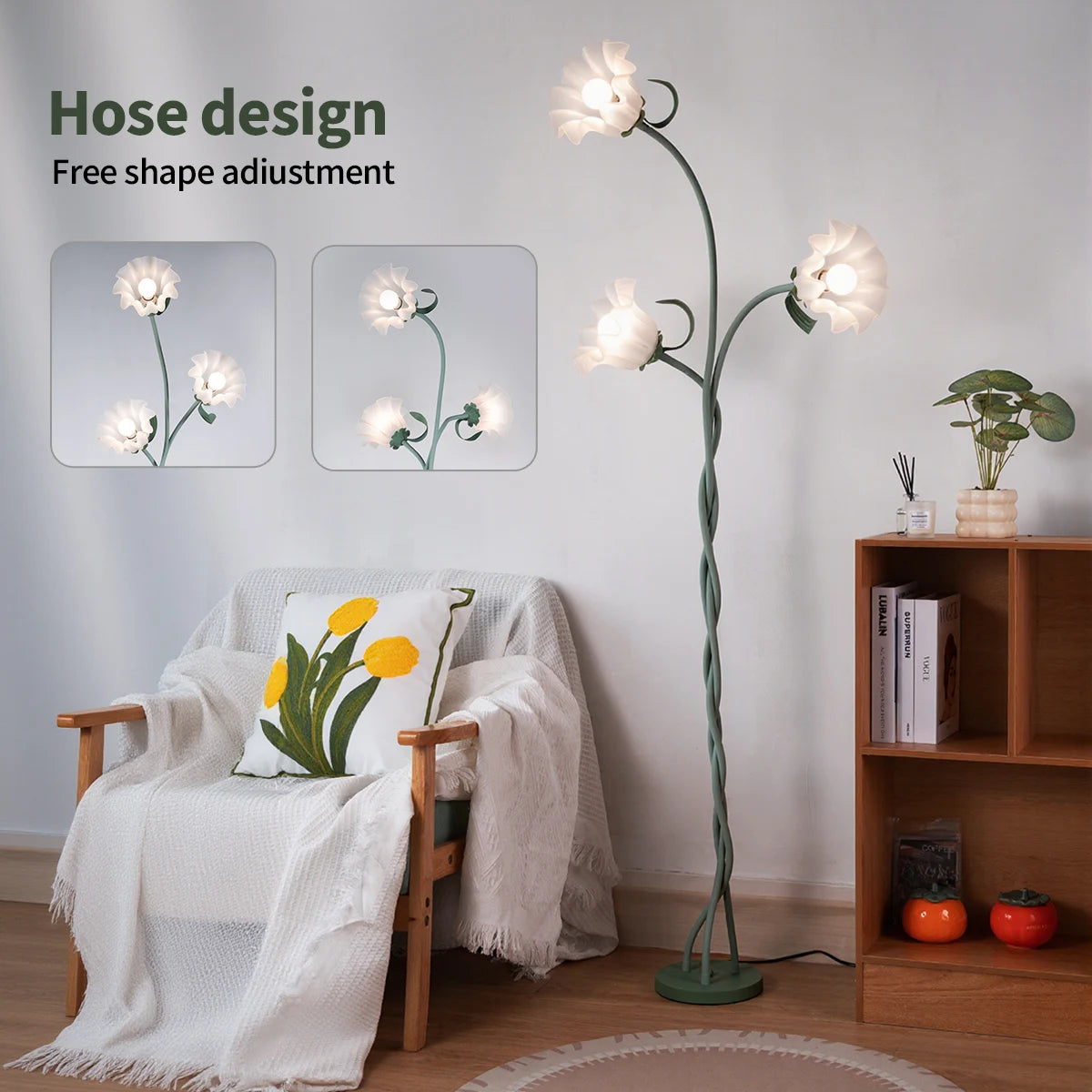 Retro Flower Floor Lamp With 3-Color Dimmable Lighting And Bulbs Included